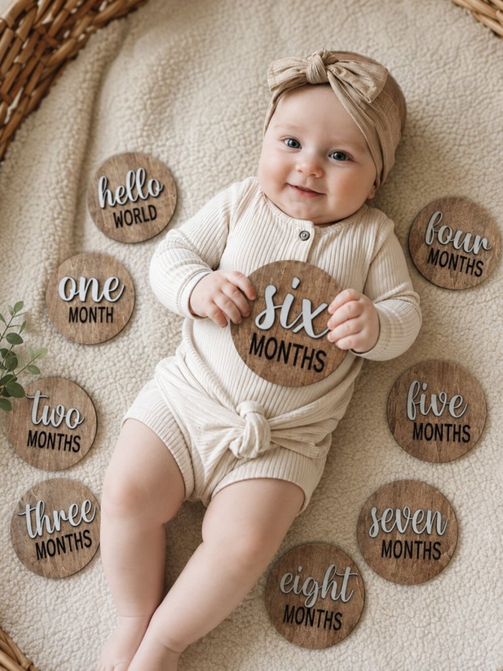 Baby Monthly Milestone Marker/Photo Growth Round Discs/Baby Shower Gift
